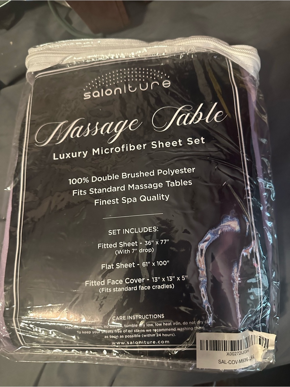 SALONI Luxury Microfiber Massage Table Sheet Set - Black